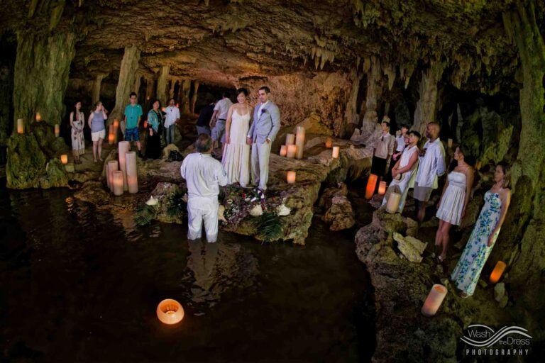 mayan wedding ceremony at cenote mil columnas in the riviera maya